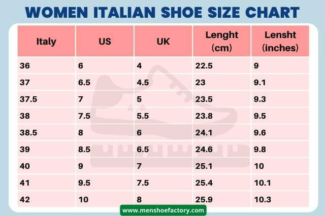 Italian Shoe Size to US Women's